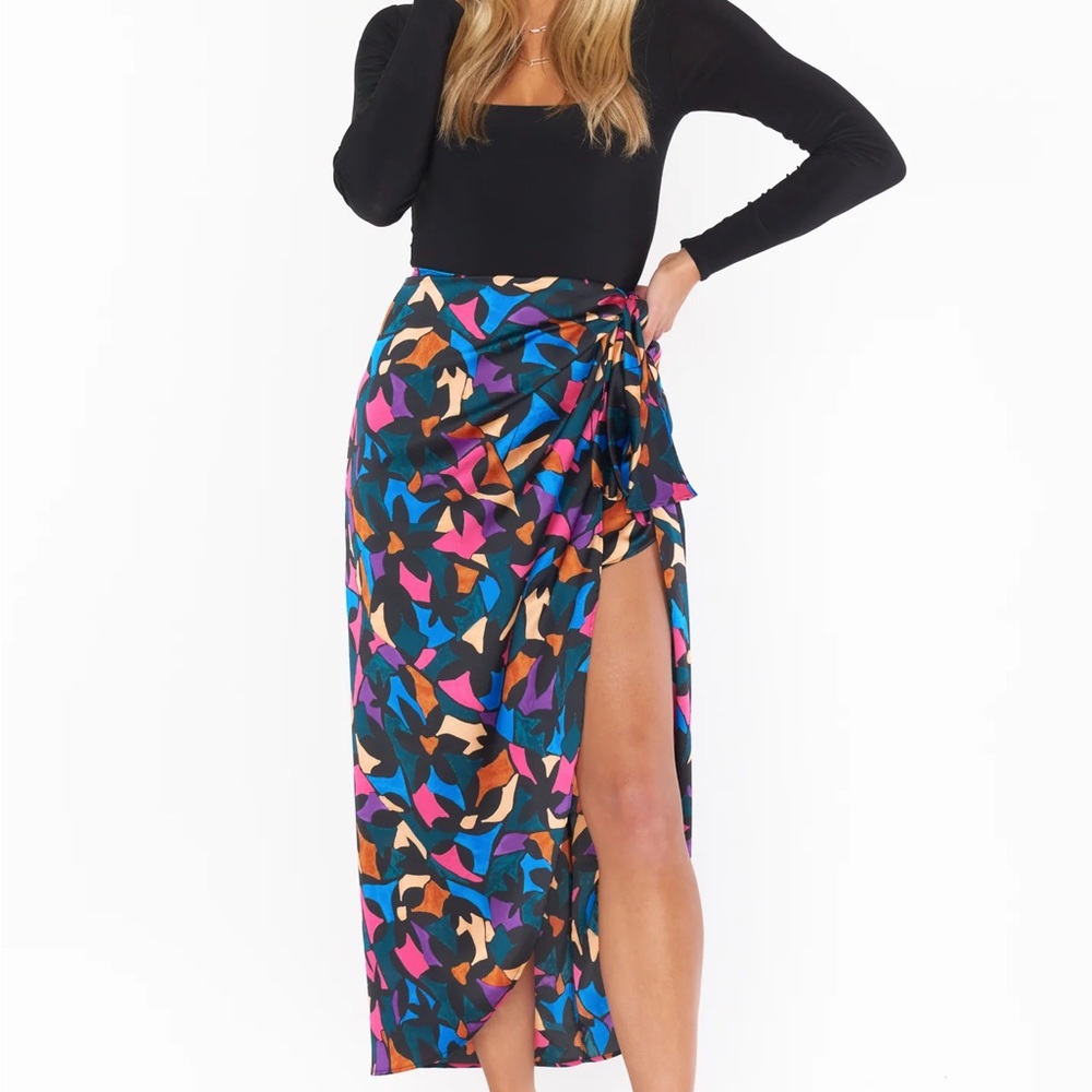 EUC SMYM Mosaic Magic Wrap Skirt - Luxe Satin